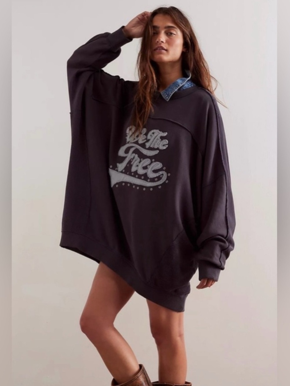 NWOT FREE PEOPLE Oversized We The Free What A Stud Pullover Sweatshirt SZ: S